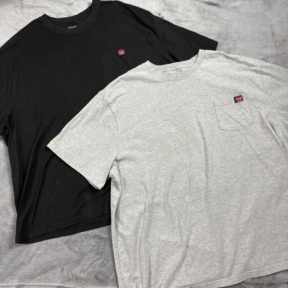 Wrangler Workwear Short Sleeve T Shirt 4XL (58-60) Front Pocket Lot Gray Black - Picture 2 of 10